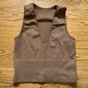 V neck crop top Brown S